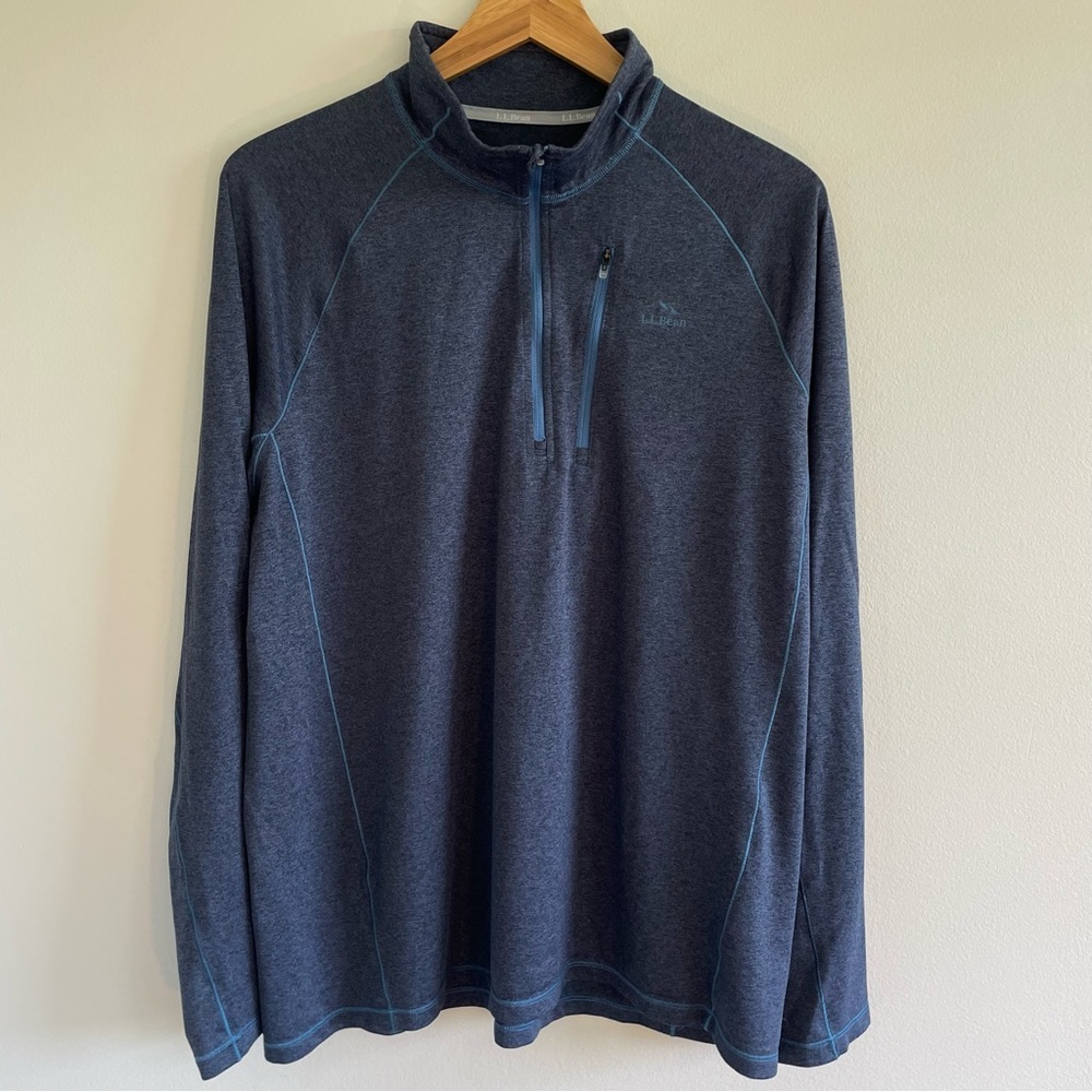 L.L. Bean Men's Quick Dry Trail Tee 1/4 Zip Pullover Blue Size Large